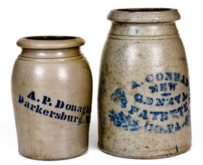 Lot of Two: PARKERSBURG, W. VA and NEW GENEVA, PA Stoneware Canning Jars
