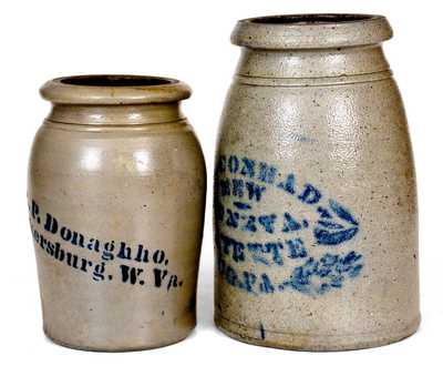 Lot of Two: PARKERSBURG, W. VA and NEW GENEVA, PA Stoneware Canning Jars