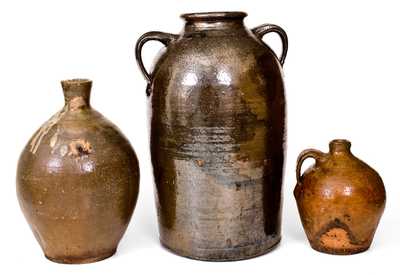 Lot of Three: Alkaline-Glazed Southern Stoneware, 19th Century