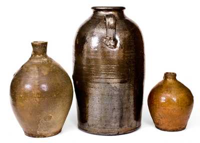 Lot of Three: Alkaline-Glazed Southern Stoneware, 19th Century