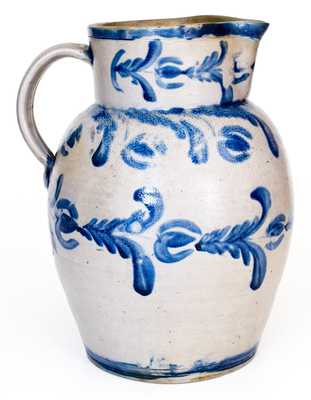 Rare att. David Parr, Sr., Baltimore Stoneware Pitcher w/ Elaborate Floral Decoration, c1825