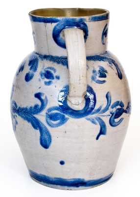 Rare att. David Parr, Sr., Baltimore Stoneware Pitcher w/ Elaborate Floral Decoration, c1825