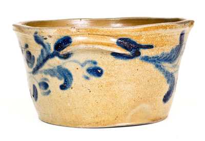 Baltimore Stoneware Milkpan w/ Elaborate Brushed Floral Decoration, circa 1825