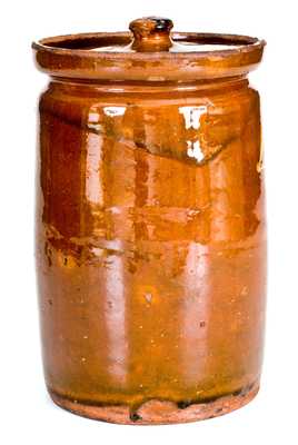 Rare Numbered Redware Apothecary Jar (40), attrib. Nathaniel Seymour, East Hartford