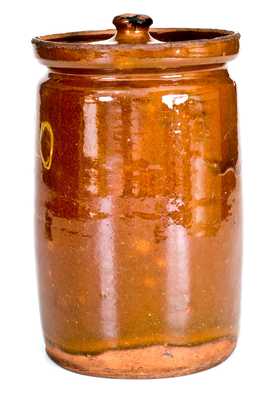 Rare Numbered Redware Apothecary Jar (40), attrib. Nathaniel Seymour, East Hartford