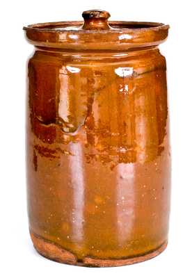 Rare Numbered Redware Apothecary Jar (40), attrib. Nathaniel Seymour, East Hartford