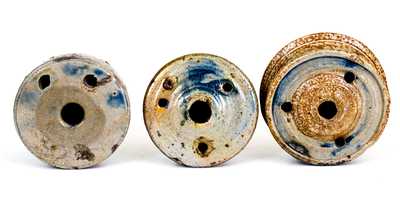 Lot of Three: Cobalt-Decorated Stoneware Inkwells, probably New York State, circa 1825