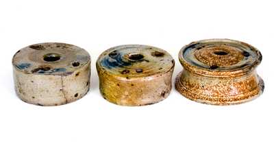 Lot of Three: Cobalt-Decorated Stoneware Inkwells, probably New York State, circa 1825