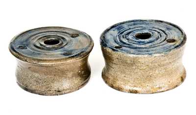 Lot of Two: Stoneware Inkwells with Cobalt Tops, early 19th century