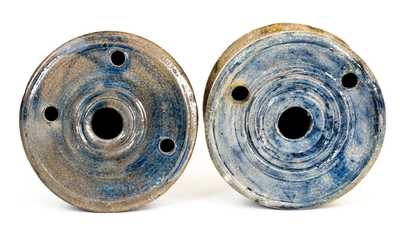 Lot of Two: Stoneware Inkwells with Cobalt Tops, early 19th century