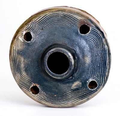 Fine New York Stoneware Inkwell with Combed Decoration and Cobalt Top, circa 1825