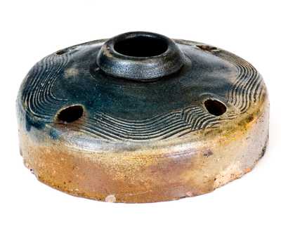 Fine New York Stoneware Inkwell with Combed Decoration and Cobalt Top, circa 1825