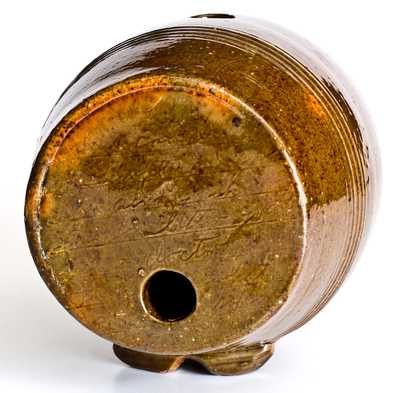 Unusual Pennsylvania Redware Keg with Elaborate