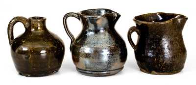 Lot of Three: Rare Small-Sized Crawford County, Georgia Stoneware Pitchers and Jug