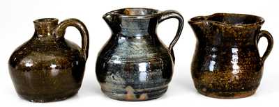 Lot of Three: Rare Small-Sized Crawford County, Georgia Stoneware Pitchers and Jug