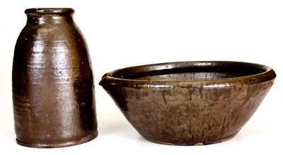Lot of Two: Rare Spouted Bowl and Jar att. Long Family, Crawford County, Georgia