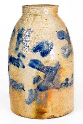 Unusual Ohio Stoneware Canning Jar with Cobalt Inscription