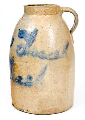 Unusual Ohio Stoneware Canning Jar with Cobalt Inscription