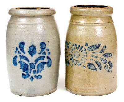 Lot of Two: Western PA Stoneware Wax Sealers with Stenciled Decorations