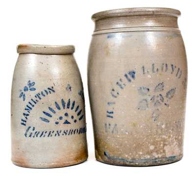 Lot of Two: GREENSBORO, PA Stoneware Jar and PALATINE, W. VA Stoneware Jar