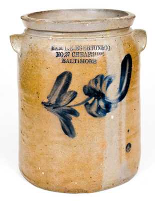 Rare Peter Herrmann, Baltimore, Stoneware Advertising Ship Chandler's Jar