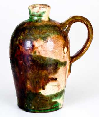 Rare Shenandoah Valley Multi-Glazed Redware Jug, att. J. Eberly & Co., Strasburg, VA