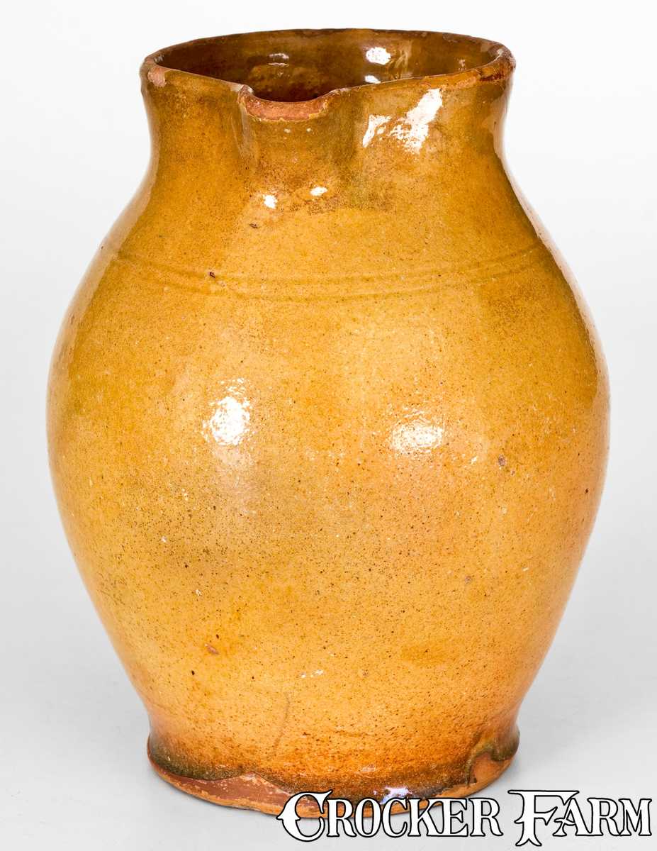 New England Redware Pitcher with Bright Orange Glaze -- Lot 427 -- July ...