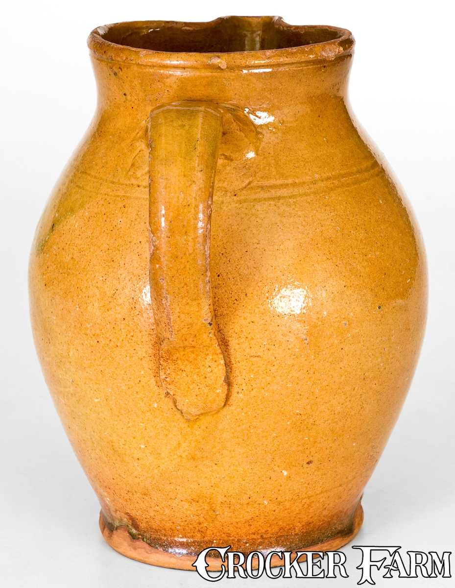 New England Redware Pitcher with Bright Orange Glaze -- Lot 427 -- July ...