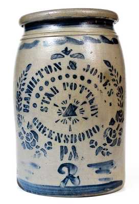Very Fine Hamilton & Jones / Star Pottery / Greensboro, PA Stoneware Jar