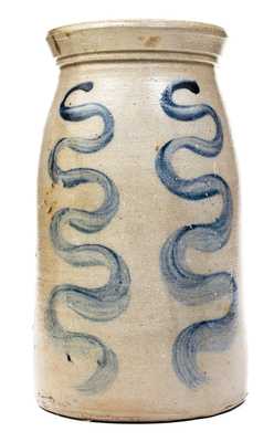 Rare Atchison (New Geneva, PA) Stoneware Jar w/ Vertical Snake-Style Design