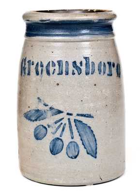 Exceptional Greensboro, PA Stoneware Cherries Jar