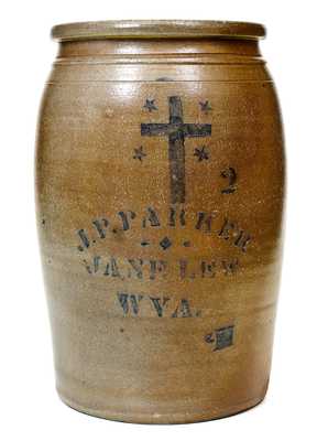 Fine Jane Lew, WV Stoneware Jar w/ Stenciled Cross Design