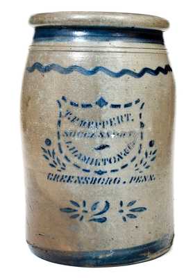 T.F. Reppert, Successor to J. Hamilton / Greensboro, Penn. Stoneware Jar