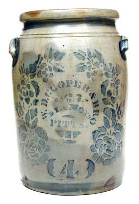 4 Gal. W. D. COOPER & BRO. / PITTSBURGH, PA Stoneware Advertising Crock