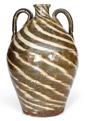 Double-Handled B. B. CRAIG / VALE, NC Stoneware Jug with Swirl Glaze