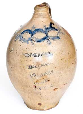 Exceptional 3 Gal. Thomas Commeraw (Manhattan) Stoneware Jug w/ Five-Line Inscription