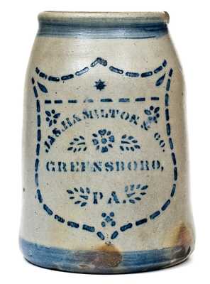 Fine JAS. HAMILTON & CO. / GREENSBORO, PA Stoneware Wax Sealer w/ Shield Decoration