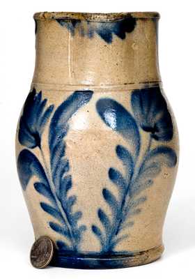 One-Quart Stoneware Pitcher w/ Tulip Decoration att. Richard Remmey, Philadelphia, PA, c1870