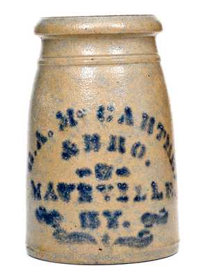 G. A. McCARTHEY & BRO. / MAYSVILLE, KY Stoneware Canning Jar