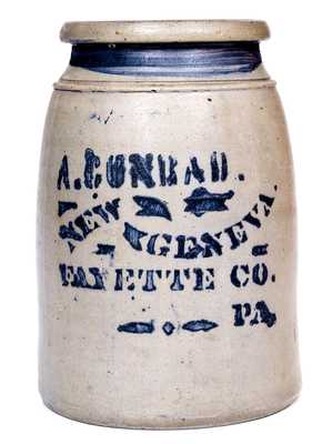 A. CONRAD / NEW GENEVA / FAYETTE CO., PA 1 Gal. Stoneware Wax Sealer