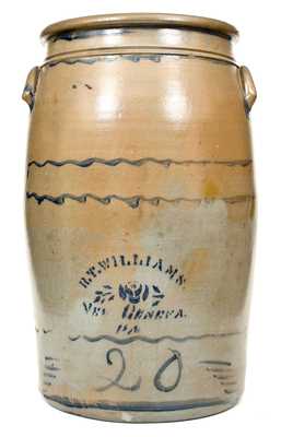 20 Gal. R. T. WILLIAMS / NEW GENEVA, PA Stoneware Jar with Striped Decoration