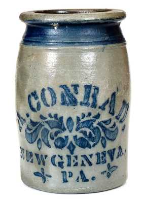 1/2 Gal. A. CONRAD / NEW GENEVA, PA Stoneware Jar with Bold Stenciled Decoration