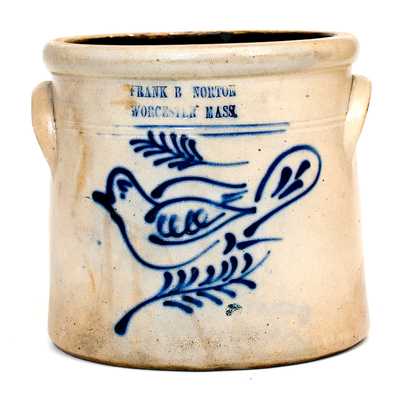 FRANK B. NORTON / WORCESTER, MASS. Stoneware Crock with Dove Decoration