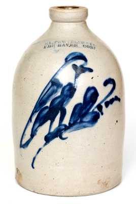 Scarce S. L. PEWTRESS & CO. / FAIR HAVEN, CONN. Stoneware Jug with Bird Decoration