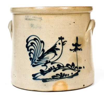 Rare J. & E. NORTON / BENNINGTON, VT Stoneware Crock with Rooster Decoration