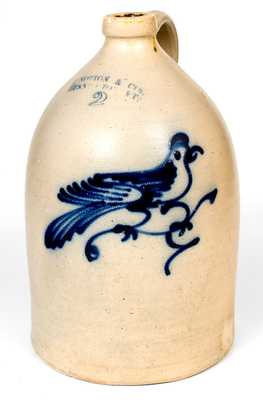 J. NORTON & CO. / BENNINGTON, VT Stoneware Jug with Bird Decoration