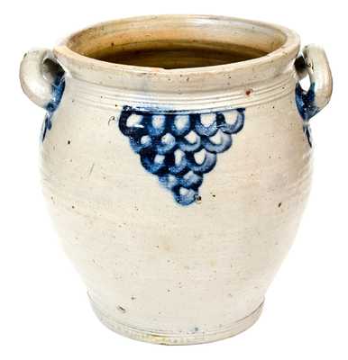 Fine att. Capt. James Morgan, Cheesequake, NJ Stoneware Jar w/ Fish Scale Design