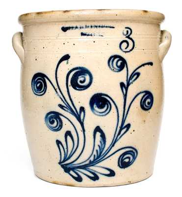 T. HARRINGTON / LYONS Stoneware Jar w/ Elaborate Slip-Trailed Floral Decoration