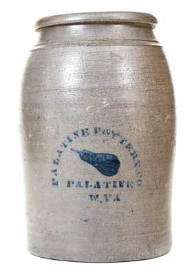 PALATINE POTTERY CO. / PALATINE, W. VA Stoneware Jar with Pear Decoration