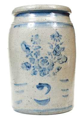 2 Gal. Western PA Stoneware Jar with Stenciled Floral Decoration